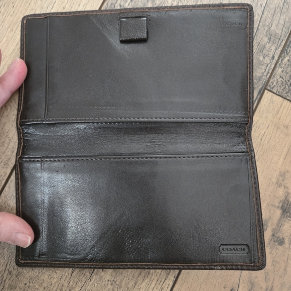 Coach Brown Leather Check Book Cover - Picture 5 of 10